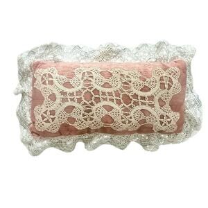 Antique Heirloom Accent Lace Pillow in Dusty Rose